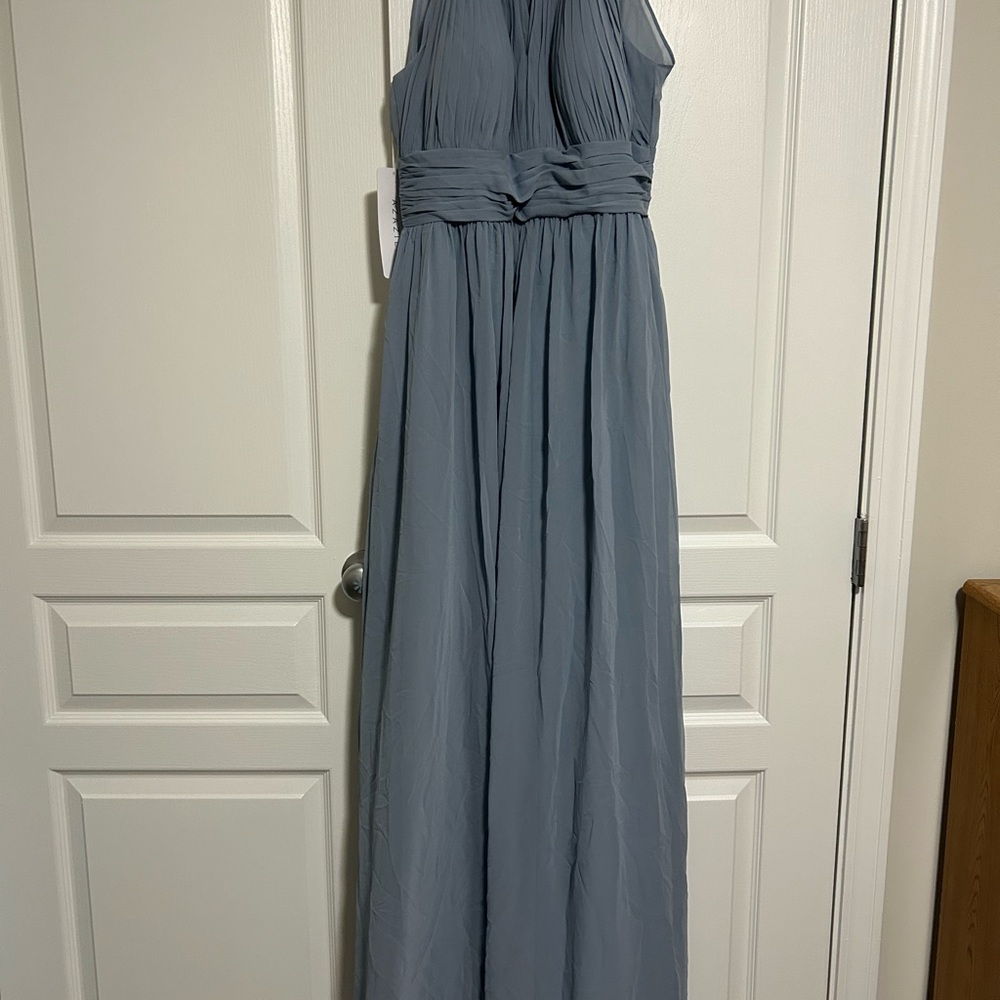 Azazie Camella Women's Pleated Sleeveless Maxi Dress - Dusty Blue